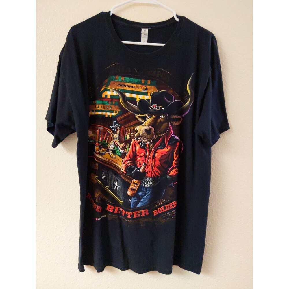 Jerzees shirt with big better bolder cowboy print XL Black